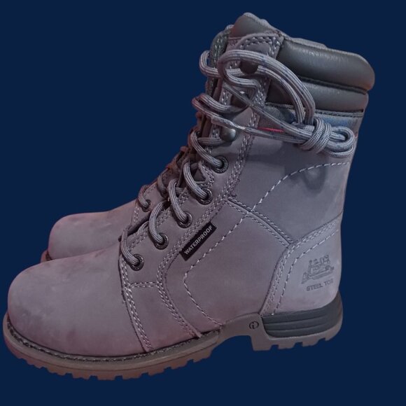 Caterpillar Womens Echo Steel Toe Work Boots Leather Upper Gray Sz 5,5 - Picture 7 of 16